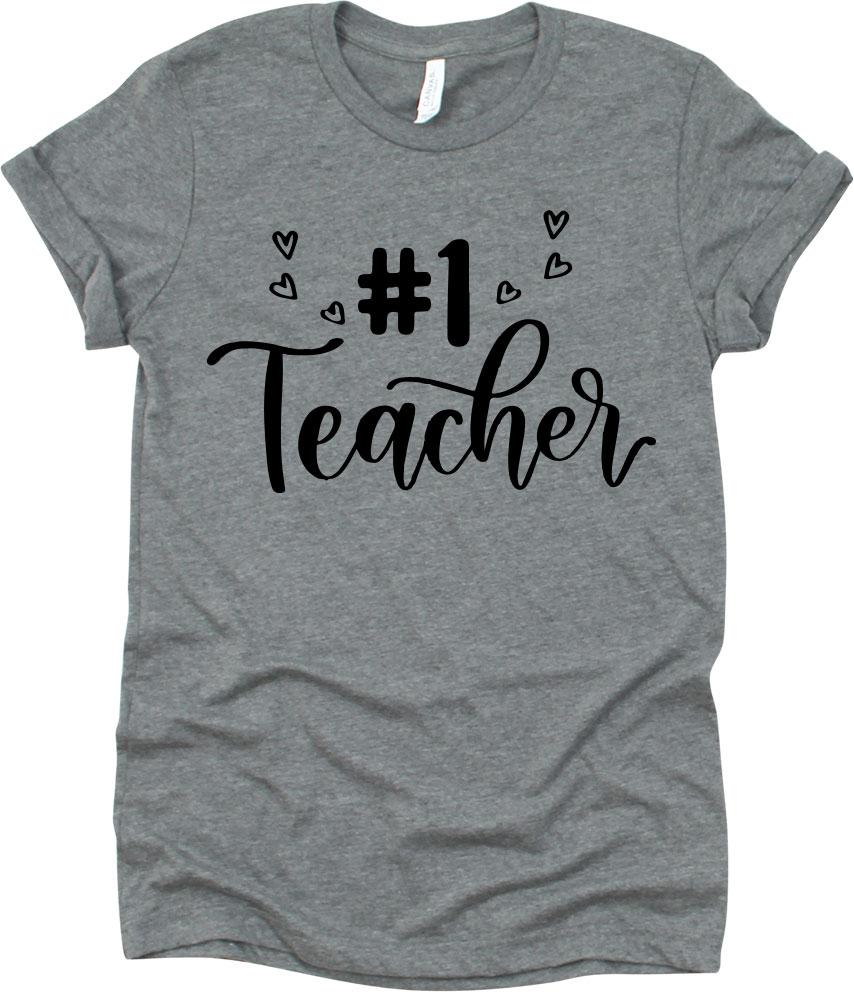 Number 1 Teacher With Small Hearts