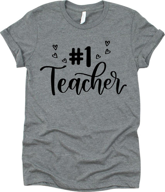 Number 1 Teacher With Small Hearts