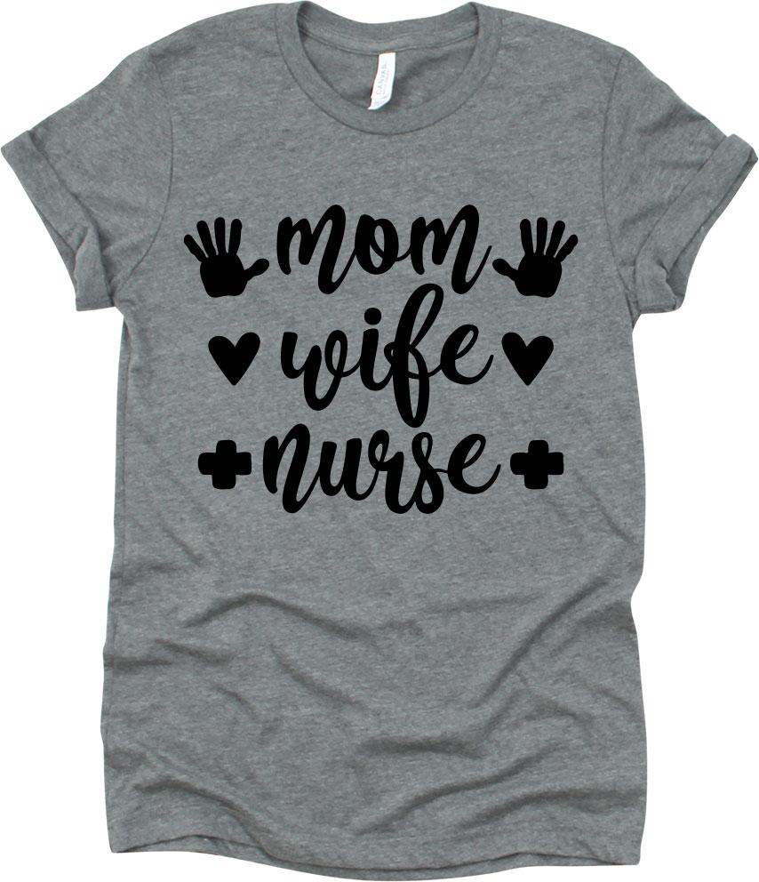 Mom Wife Nurse With Hands, Hearts, Cross