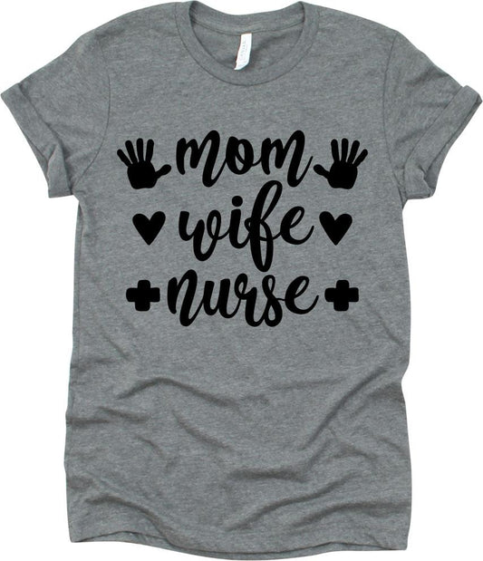 Mom Wife Nurse With Hands, Hearts, Cross