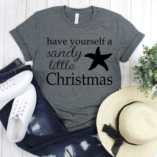www.teestore.io-Christmas Shirt - Have Yourselft A Sandy Little Christma Star Fish - Christmas T-shirt - Holiday T Shirt - Funny Christmas Shirts Tshirt Funny Sarcastic Humor Comical Tee | TeeStore.io