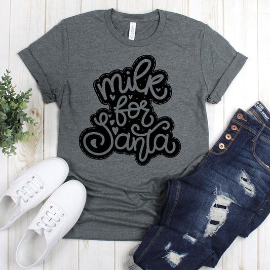 www.teestore.io-Christmas T Shirt - Milk For Santa Five Santa - Christmas Shirt - Funny Christmas Tee - Christmas Shirts Tshirt Funny Sarcastic Humor Comical Tee | TeeStore.io
