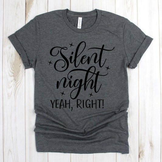 www.teestore.io-Christmas Tee - Silent Night Yeah Right Five Stars - Christmas Shirts - Holiday T Shirt - Christmas Shirt Tshirt Funny Sarcastic Humor Comical Tee | TeeStore.io