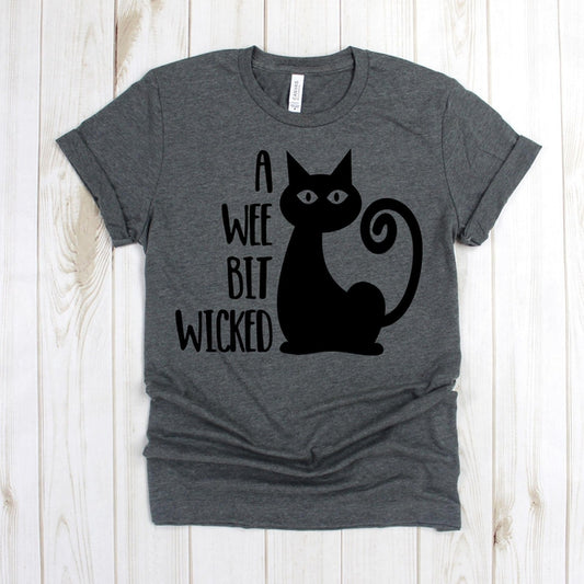 www.teestore.io-Cute Halloween Shirt - A Wee Bit Wicked Big Cat - Fall Shirt - Ghost Shirt -Trick Or Treat Tee Shirt - Spooky Shirt Tshirt Funny Sarcastic Humor Comical Tee | TeeStore.io