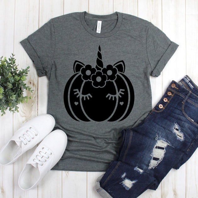 www.teestore.io-Fall Shirt - Pumpkin Unicorn Face - Pumpkin Shirt - Halloween Shirt - Thanksgiving TShirt - Autumn Shirt Tshirt Funny Sarcastic Humor Comical Tee | TeeStore.io