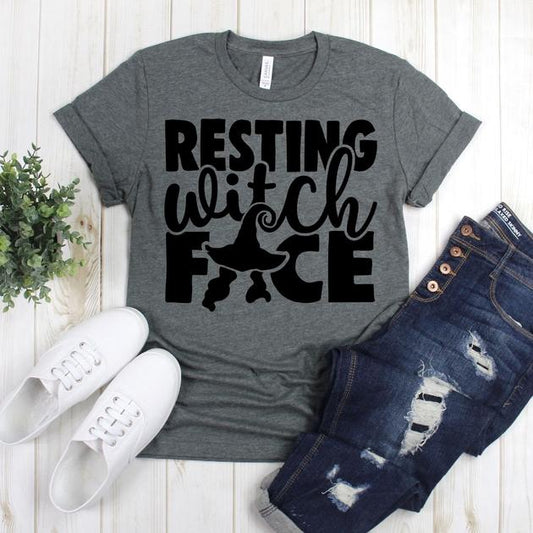 wwwteestoreio-Funny Halloween Shirt - Resting Witch Face Hat Hair - Fall Shirt - Hocus Pocus TShirt - Witch Shirt - Holiday Shirt