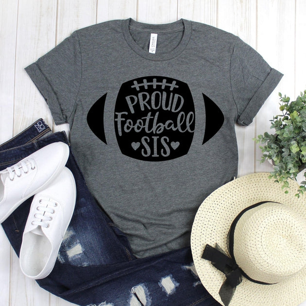 www.teestore.io-Game Day Shirt - Proud Football Sis Two Hearts - Football Season Tee - Football TShirt - Football Shirt