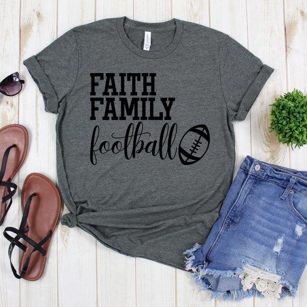www.teestore.io-Gameday Shirt - Faith Family Football Cursive Football - Football Shirts - Football Tee Shirt - Gameday Tee Shirt