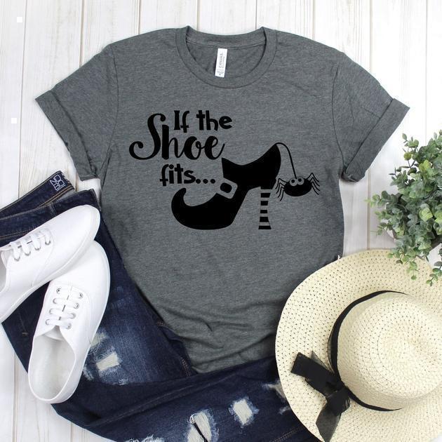 wwwteestoreio-Halloween Shirt - If The Shoe Fits Stiletto Spider - Ghost Shirt - Fall Shirt - Spider TShirt - Funny Halloween T-Shirt