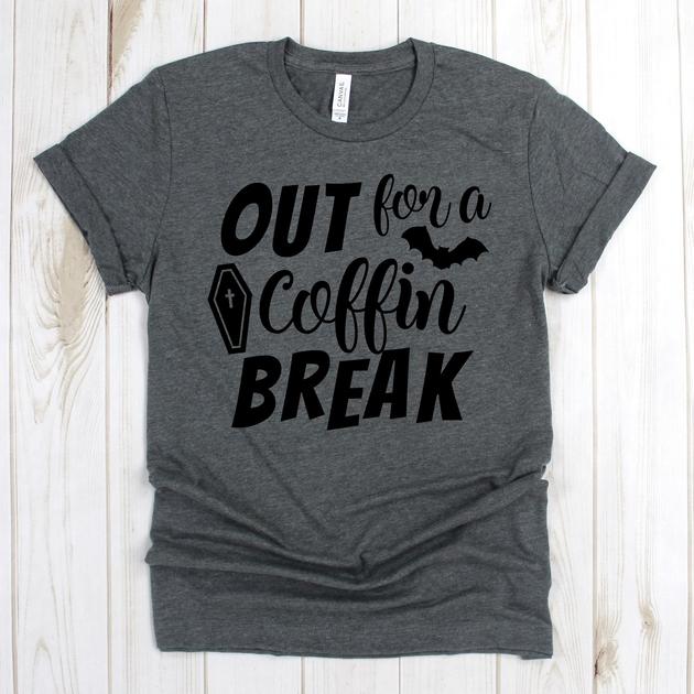 wwwteestoreio-Halloween Shirt - Out For A Coffin Break Bat - Halloween Shirts - Halloween T-shirt - Funny Halloween Shirt
