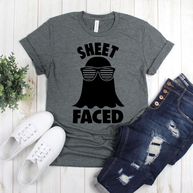wwwteestoreio-Halloween Shirt - Sheet Faced Sunglasses Ghost - Fall Shirt - Funny Ghost TShirt - Boo Shirt