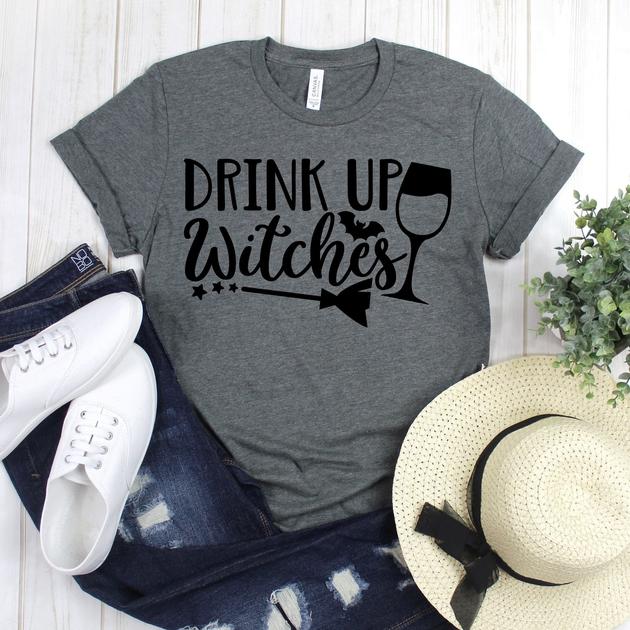 wwwteestoreio-Halloween Shirts - Drink Up Witches Bat Broom - Pumpkin Shirt - Halloween Shirt - Holiday Shirt - Witch Shirt