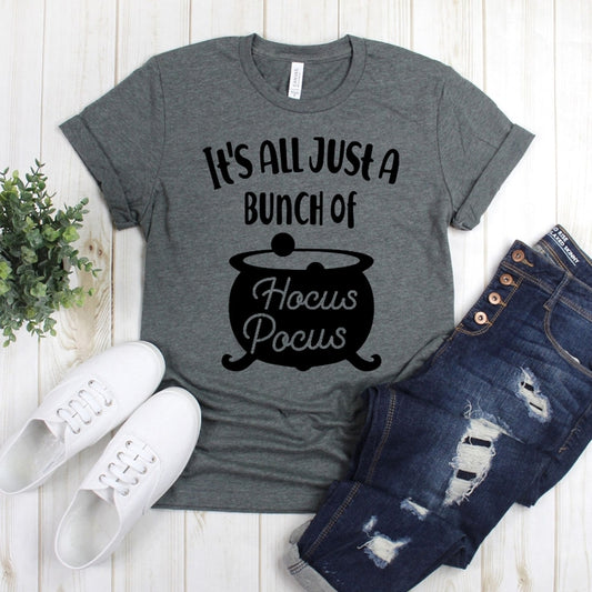 wwwteestoreio-Hocus Pocus Shirt - It's All Just A Bunch of Hocus Pocus With Pot - Halloween Shirt - Halloween Tee - Fall Shirts