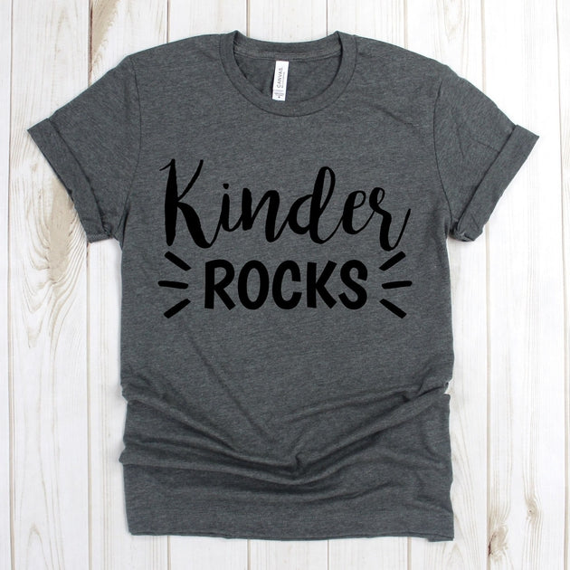 wwwteestoreio-Kindergarten Teacher Shirts - Kinder Rocks Tee Shirt - Kinder Teacher Gift - Teacher T Shirt