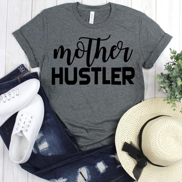 wwwteestoreio-Mom Shirt - Mother Hustler Graphic Tee - Mom Shirts - Mom Boss - Mother's Day Tees - Twin Mom - Girl Mom - Gift for Mom - Mama Tees