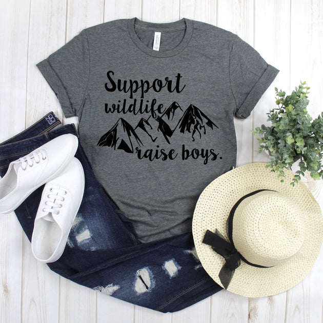 wwwteestoreio-Mom Tee - Support Wildlife Raise Boys - Mothers Day Tribe Tribal - Mom Tribe - Mom of Boys