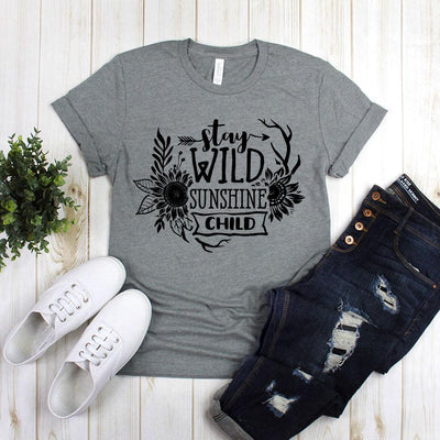 Stay Wild Sunshine Child With Flowers