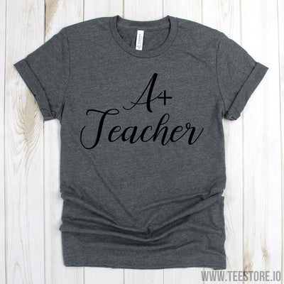 www.teestore.io-A Plus Teacher Shirt - A+ Teacher with Apple T Shirt - Teacher Life - Teacher Tee Shirt Tshirt Funny Sarcastic Humor Comical Tee | TeeStore.io