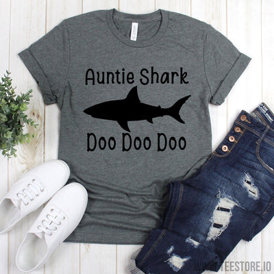 www.teestore.io-Auntie Shark Tee Shirt - Auntie Shark Doo Doo Doo Shirts - Aunt T Shirt - Funny Auntie Shirt - Auntie Shirts Tshirt Funny Sarcastic Humor Comical Tee | TeeStore.io