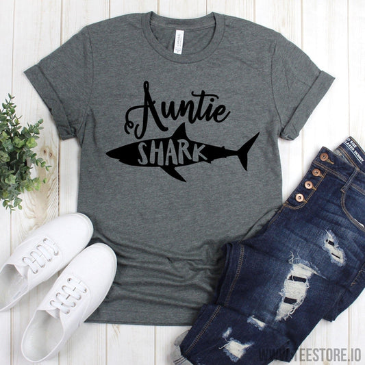 www.teestore.io-Auntie Shirts - Auntie Shark T-shirt - Funny Auntie T Shirt - Auntie Shark Shirt - Auntie Tee Tshirt Funny Sarcastic Humor Comical Tee | TeeStore.io