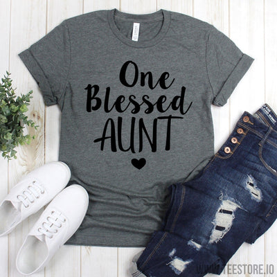 www.teestore.io-Aunts Shirt - One Blessed Aunt Tee - Funny Aunt Shirt - Favorite Aunt Tee Shirt - Aunt Tee - Gift For Aunt Tshirt Funny Sarcastic Humor Comical Tee | TeeStore.io