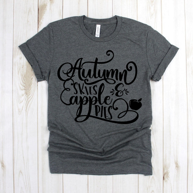 www.teestore.io-Autumn Shirt - Autumn Skies and Apple Pies One Apple - Festive Fall Tee - Fall Lover Shirt - Holiday Shirt Tshirt Funny Sarcastic Humor Comical Tee | TeeStore.io