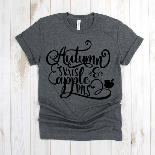 www.teestore.io-Autumn Shirt - Autumn Skies and Apple Pies One Apple - Festive Fall Tee - Fall Lover Shirt - Holiday Shirt Tshirt Funny Sarcastic Humor Comical Tee | TeeStore.io