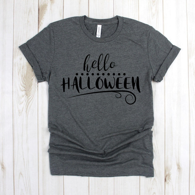 www.teestore.io-Autumn Shirt - Hello Halloween Dots Curls - Halloween Shirt - Ghost Shirt - Halloween Tshirt - Trick Or Treat TShirt Tshirt Funny Sarcastic Humor Comical Tee | TeeStore.io