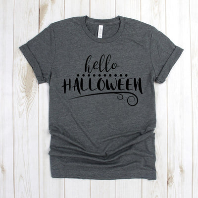 www.teestore.io-Autumn Shirt - Hello Halloween Dots Curls - Halloween Shirt - Ghost Shirt - Halloween Tshirt - Trick Or Treat TShirt Tshirt Funny Sarcastic Humor Comical Tee | TeeStore.io