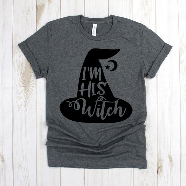 www.teestore.io-Autumn Shirt - I'm His Witch Inside Hat - Basic Witch Shirt - Fall TShirts - Fall shirts - Halloween Shirt - Witch Tshirt Funny Sarcastic Humor Comical Tee | TeeStore.io