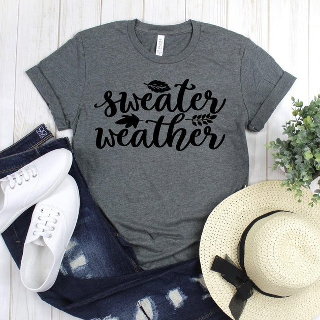 www.teestore.io-Autumn Tee Shirt - Sweater Weather Three Leaves - Fall T-shirt - Autumn Shirts - Fall Tee Shirt Tshirt Funny Sarcastic Humor Comical Tee | TeeStore.io