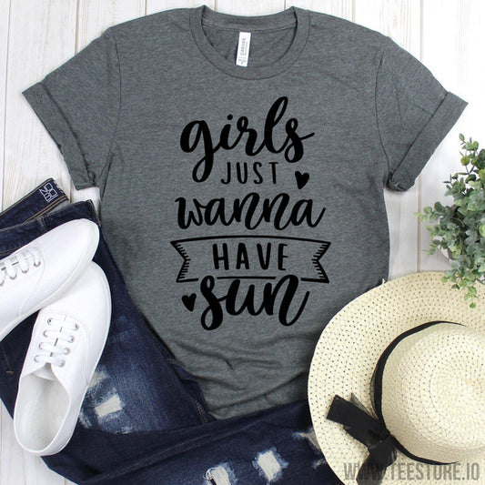 www.teestore.io-Beach Vacation Shirt - Girls Just Wanna Have Sun Tshirt - Vacation Shirts - Summer Tee Shirt - Cruise Shirts Tshirt Funny Sarcastic Humor Comical Tee | TeeStore.io