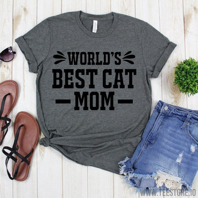 www.teestore.io-Cat Lover Shirt - World's Best Cat Mom T-Shirt - Mother Tee - Gift For Mom - Mommy Tee Shirt Tshirt Funny Sarcastic Humor Comical Tee | TeeStore.io