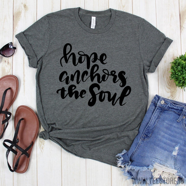 www.teestore.io-Christian T-Shirt - Hope Anchors The Soul TShirt - Christian Tee - Worship Shirt - Scripture Shirts Tshirt Funny Sarcastic Humor Comical Tee | TeeStore.io