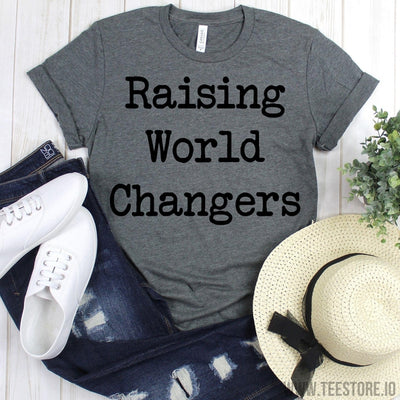 www.teestore.io-Christian Women's Shirt - Raising World Changers Matching T Shirt - Mommy Shirts - Mom Life Tshirt Funny Sarcastic Humor Comical Tee | TeeStore.io