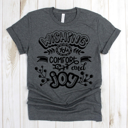 www.teestore.io-Christmas T Shirt - Wishing You Comfort And Joy Chrismas Leaves - Christmas Tee - Christmas Shirt - Holiday Shirts Tshirt Funny Sarcastic Humor Comical Tee | TeeStore.io