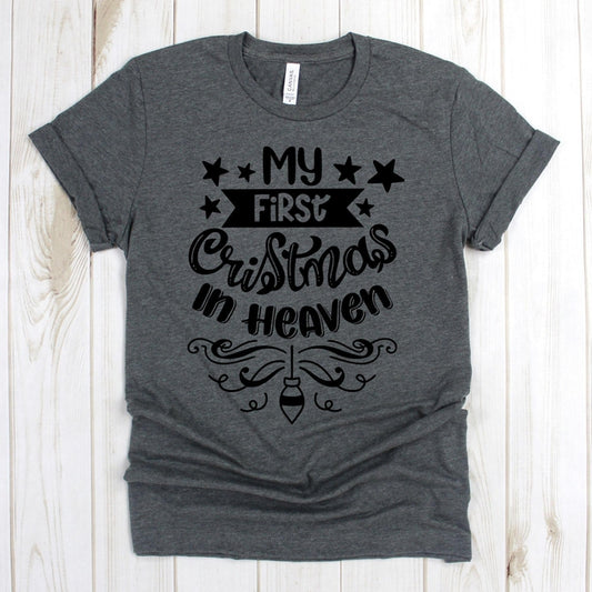 www.teestore.io-Christmas Tee Shirt - My First Christmas In Heaven Six Stars - Christmas Tee - Christmas T-shirt - Christmas Shirt Tshirt Funny Sarcastic Humor Comical Tee | TeeStore.io