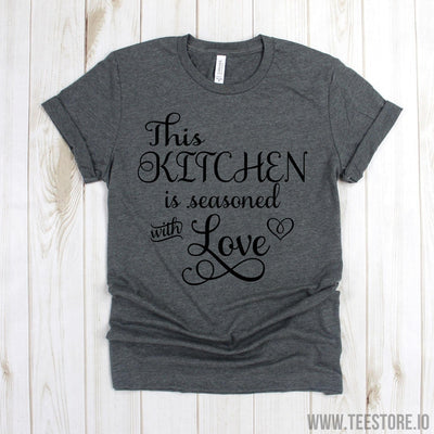 www.teestore.io-Cook Shirt - This Kitchen Is Seasoned With Love Sayings Grandma Quotes Shirt - Gift For Mom - Mom Tee Tshirt Funny Sarcastic Humor Comical Tee | TeeStore.io