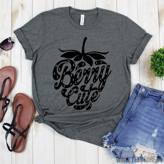 www.teestore.io-Cute Girls Tee Shirt - Berry Cute Shirt - Strawberry Tshirt - Baby Shower Gift - Berry Cute Coming Home Tee Tshirt Funny Sarcastic Humor Comical Tee | TeeStore.io