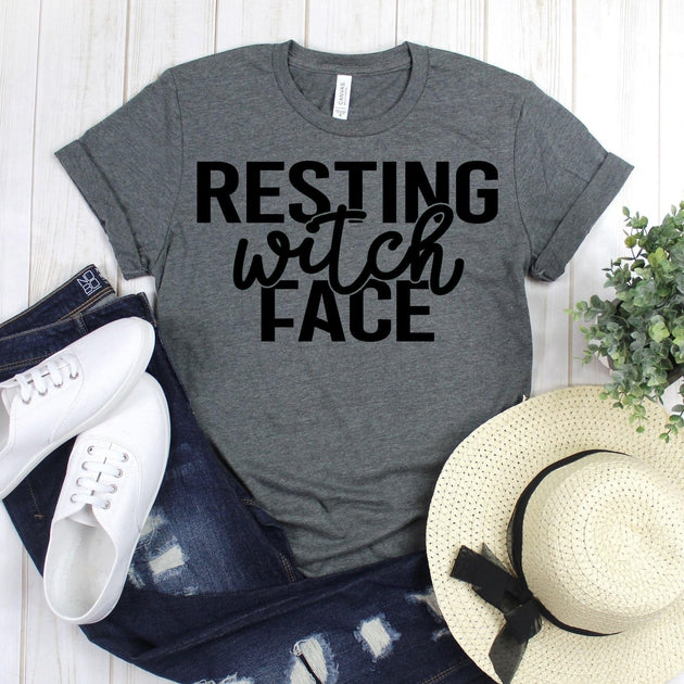 www.teestore.io-Cute Halloween Shirt - Resting Witch Face Cursive Witch - Halloween T-Shirt - Halloween Party Shirt - Spooky Tee - Trick Or Treat Shirt Tshirt Funny Sarcastic Humor Comical Tee | TeeStore.io