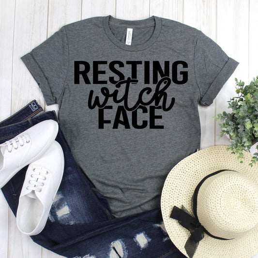 www.teestore.io-Cute Halloween Shirt - Resting Witch Face Cursive Witch - Halloween T-Shirt - Halloween Party Shirt - Spooky Tee - Trick Or Treat Shirt Tshirt Funny Sarcastic Humor Comical Tee | TeeStore.io