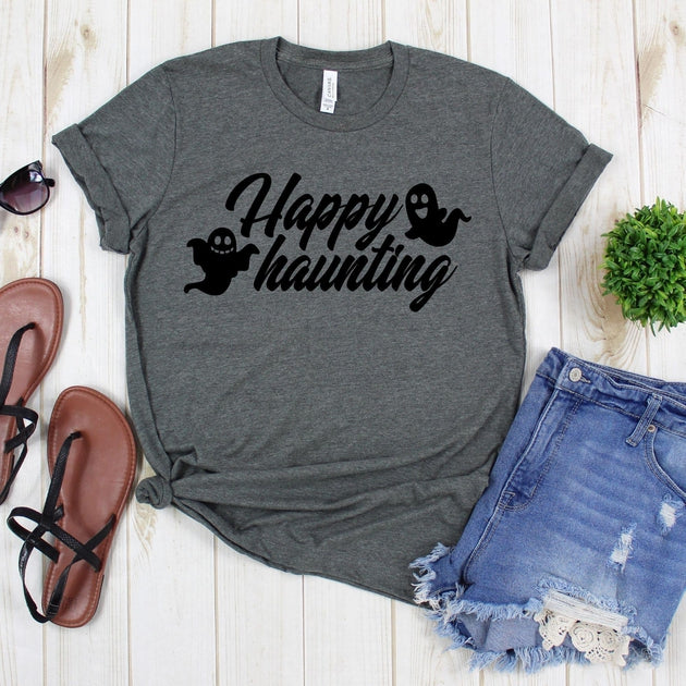 www.teestore.io-Cute Halloween T Shirt - Happy Haunting Two Ghost - Halloween Shirt - Halloween Tee Shirt - Ghost Shirt Tshirt Funny Sarcastic Humor Comical Tee | TeeStore.io