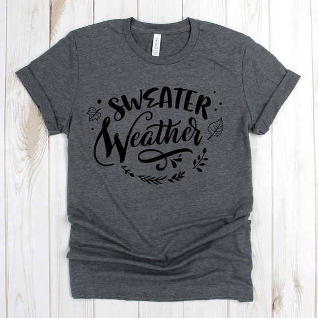 www.teestore.io-Fall Tee Shirt - Sweater Weather Two Leaves - Fall Shirt - Autumn Shirt - Seasonal Shirt - Cute Fall Shirt Tshirt Funny Sarcastic Humor Comical Tee | TeeStore.io