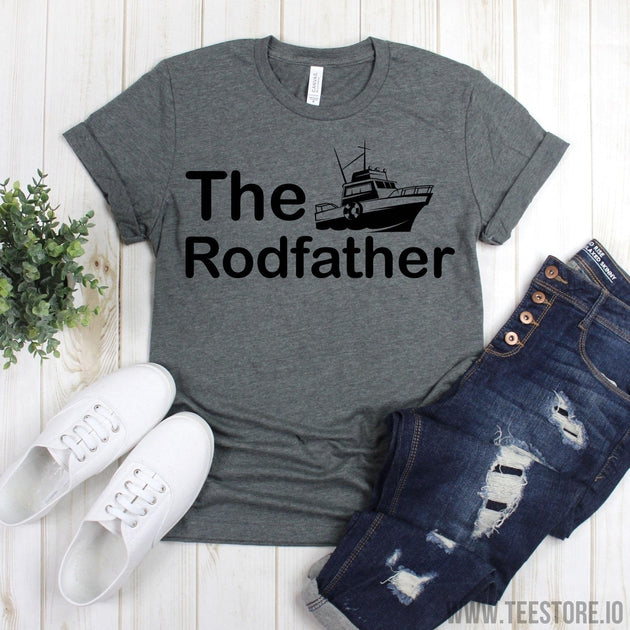 www.teestore.io-Fishing Shirt - The Rodfather T-Shirt - Fisherman - Fishing Shirt - Fishing Gifts For Men - Dad Fishing Shirt - Fishing Gift Tshirt Funny Sarcastic Humor Comical Tee | TeeStore.io