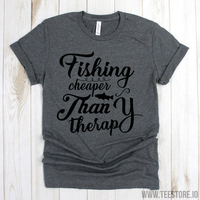 www.teestore.io-Fishing Tee Shirt - Fishing Cheaper Than Therapy T-shirt - Fishing Tee - Fisherman Gift Tshirt Funny Sarcastic Humor Comical Tee | TeeStore.io
