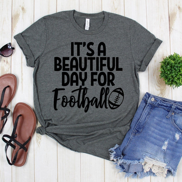 www.teestore.io-Football Mom Shirt - It's A Beautiful day For Football Cursive Football - Football Shirts - Football Tee Shirt - Gameday Shirt Tshirt Funny Sarcastic Humor Comical Tee | TeeStore.io