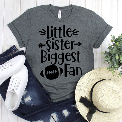 www.teestore.io-Football Season Shirt - Little Sister Biggest Fan Arrow Sister - Game Day Shirt - Football Mom TShirt