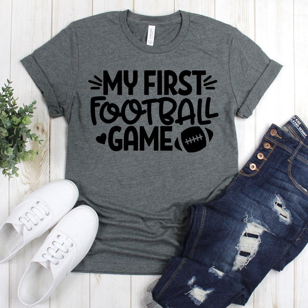 www.teestore.io-Football Tee - My First Football Game All Uppercase - Football Shirt - Football Shirts - Football Fan Shirt Tshirt Funny Sarcastic Humor Comical Tee | TeeStore.io