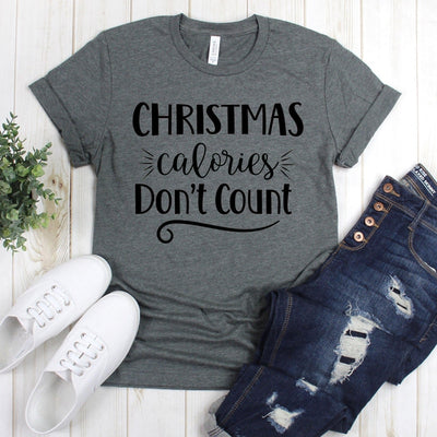 www.teestore.io-Funny Christmas Tee - Christmas Calories Don't Count Uppercase Christmas - Holiday Tee Shirt - Christmas Shirts - Christmas Shirt