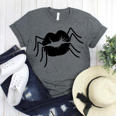 wwwteestoreio-Funny Halloween Shirt - Spider Lips Spider Legs - Spider Shirt - Lips Shirt - Halloween Shirt - Fall Shirt